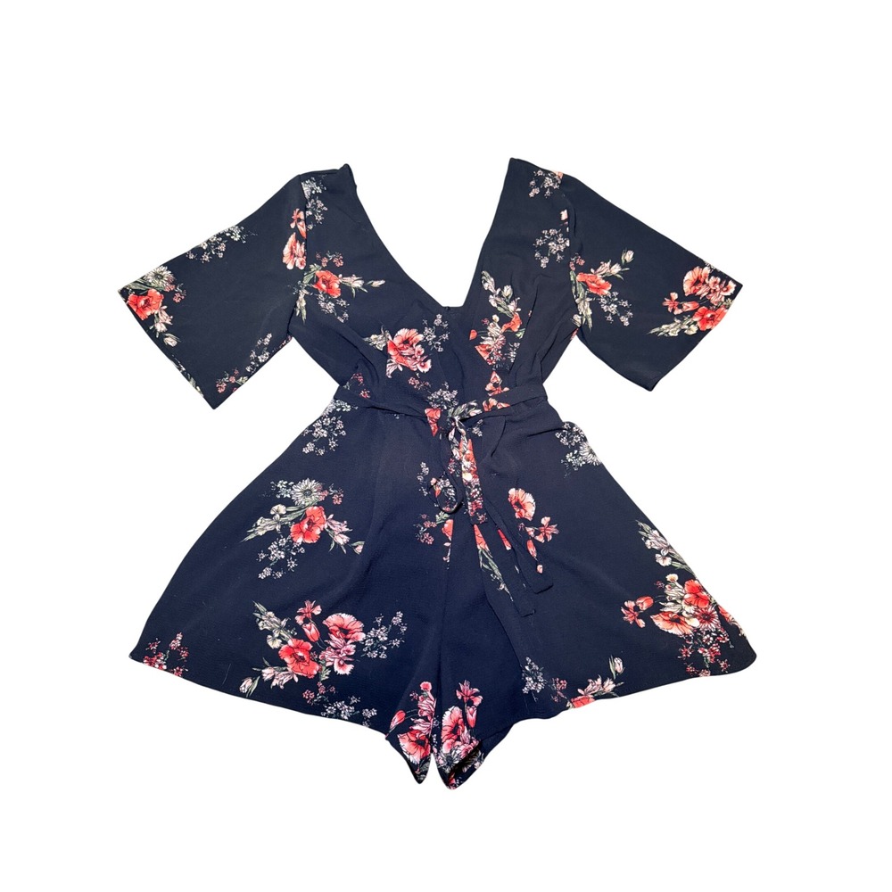 Floral Romper Wrap Front Tie Waist Cottagecore Summer Size S Trixxi